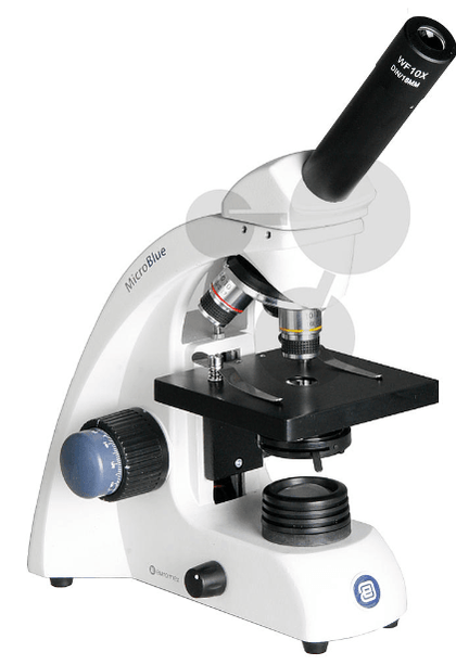 Microscope monoculaire Microblue avec objectifs 4/10/40/60x et platine mécanique - tuni-smart-innovation