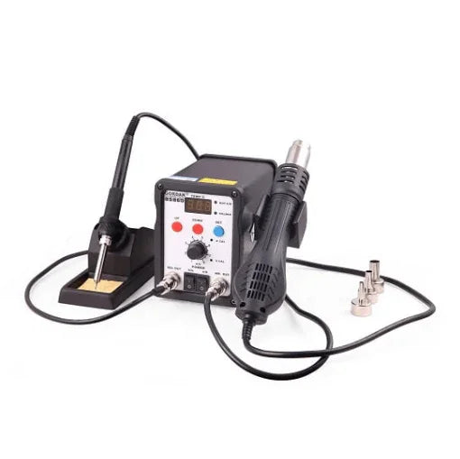 Station De Soudage Air Chaud 2 En 1 - 750W, Fer à Souder + Pistolet, 5 Buses, Kit Complet