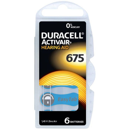 Piles DURACELL Pour Appareils Auditifs ZINC AIR 675