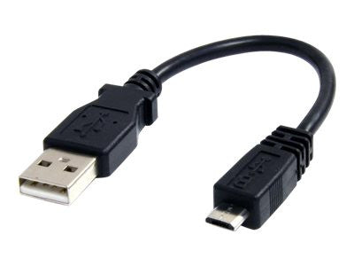 CABLE MICRO USB 15 CM - A VERS MICRO B - USB 2.0 - NOIR