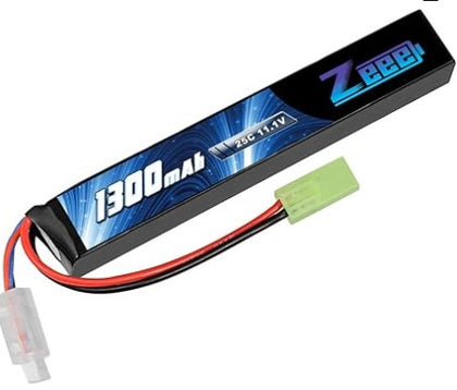 Batterie LiPo Airsoft 3S  Zeee 11,1 V 1300 mAh 25 C avec connecteur Mini Tamiya