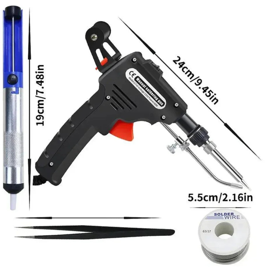 Pistolet à Souder 60W Automatique 5 En 1 - Kit Fer à Souder Avec Pompe à Dessouder - Toolour