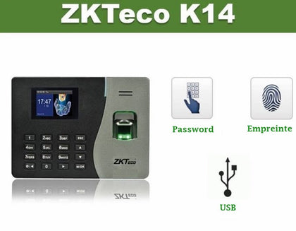 Pointeuse ZKTECO K14 Par Empreinte Digitale et badges