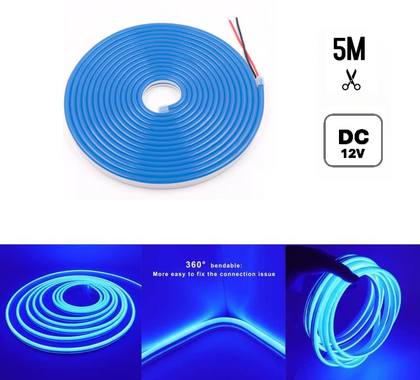 Bande LED Néon Flexible 6*12mm étanche 12V Blue 5M