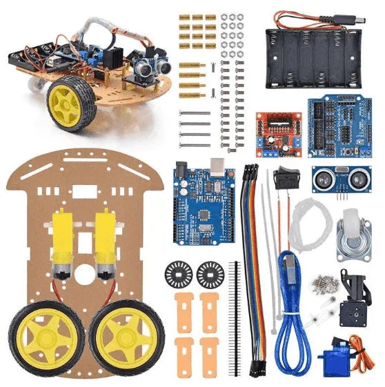 Kit Châssis Robot 2WD Marhynchus – Programmable, Ultra-sons, Carte Mère – DIY éducatif – Pile AA